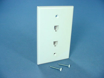 Leviton 40544-W White Duplex Phone Jack Midway Wallplate 4-Wire Telephone