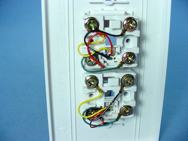 Leviton 40544-W White Duplex Phone Jack Midway Wallplate 4-Wire Telephone