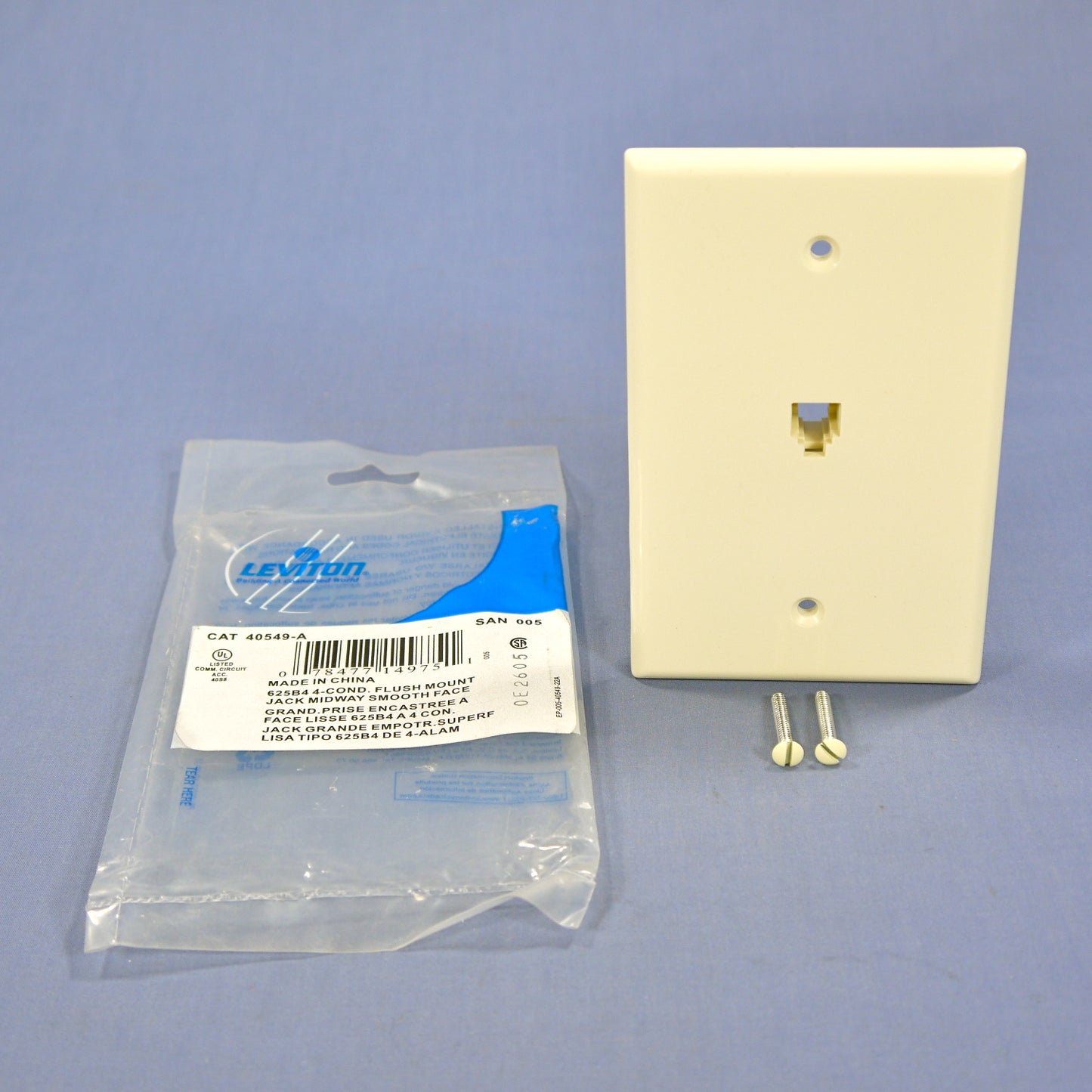 Leviton Almond Large Phone Jack Telephone Wall Plate 6-Position 4-Wire 40549-A