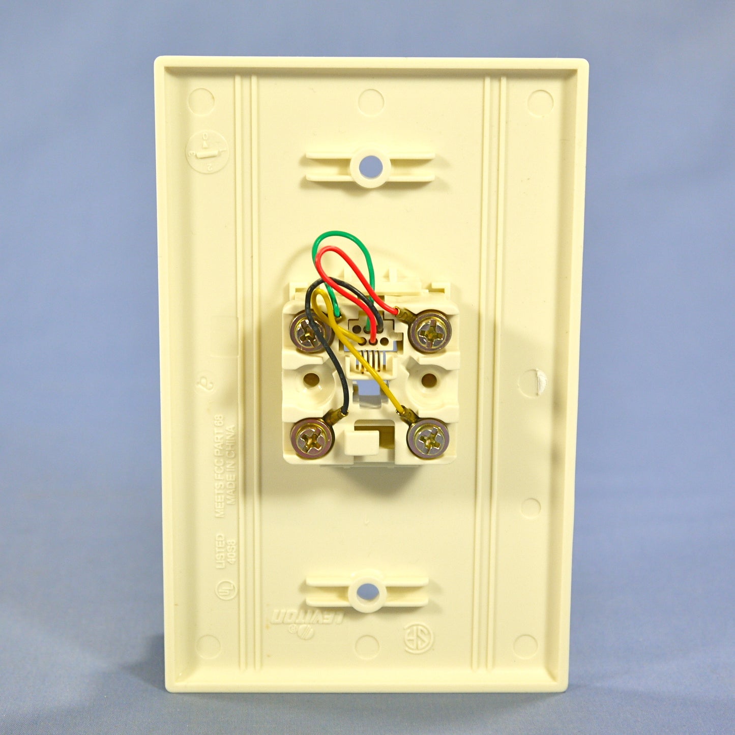 Leviton Almond Large Phone Jack Telephone Wall Plate 6-Position 4-Wire 40549-A