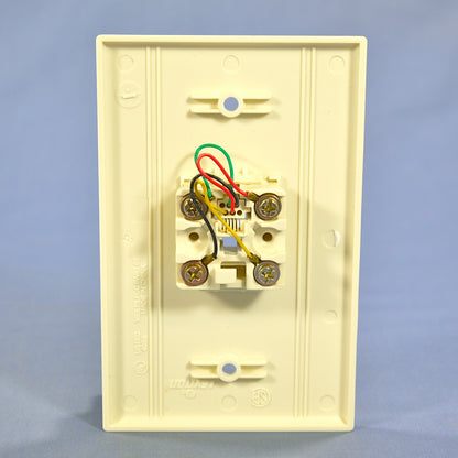Leviton Almond Large Phone Jack Telephone Wall Plate 6-Position 4-Wire 40549-A