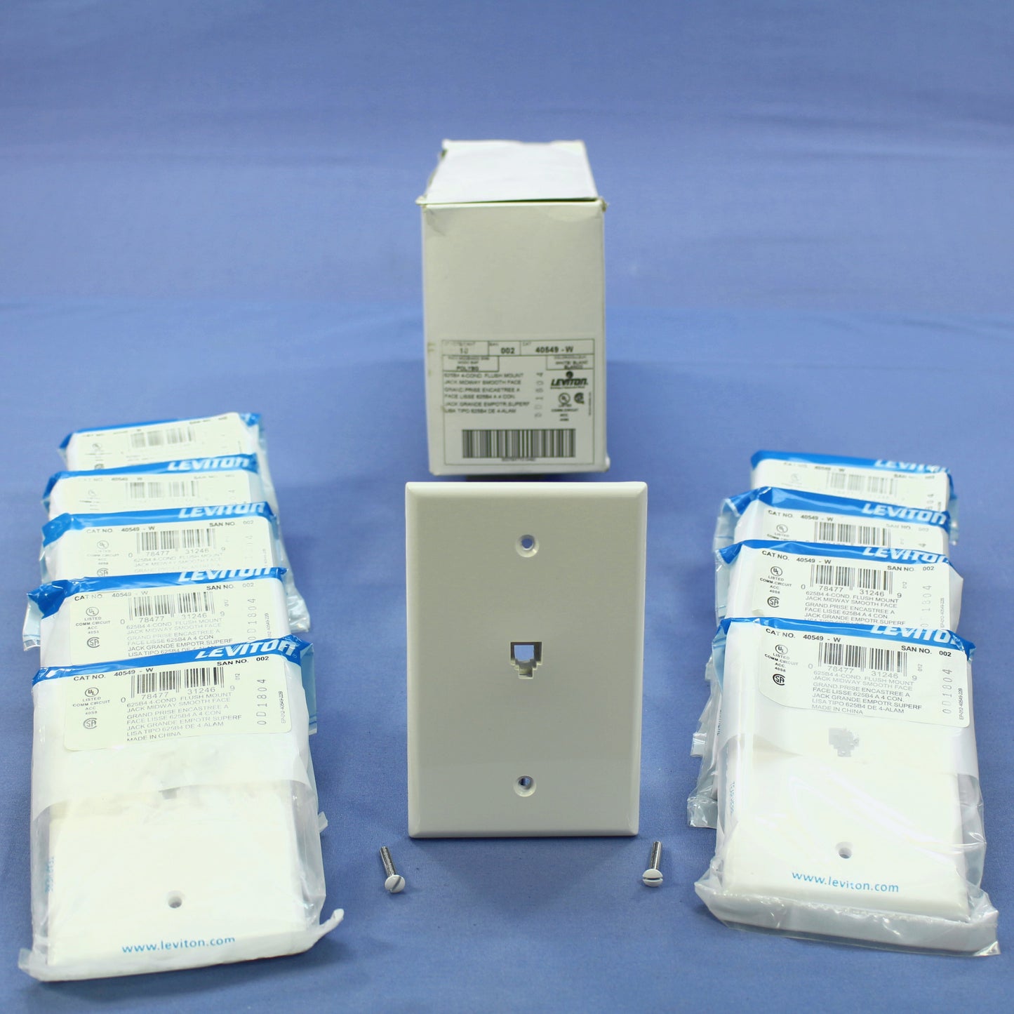 10 Leviton White Large Phone Jack Telephone Wallplates 6-Position 4-Wire 40549-W