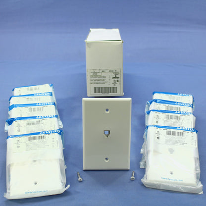 10 Leviton White Large Phone Jack Telephone Wallplates 6-Position 4-Wire 40549-W