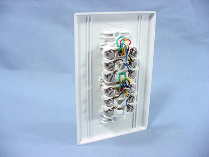 Leviton White Duplex Phone Jack Large Midway Wall Plate 6-Wire Telephone 40566-W