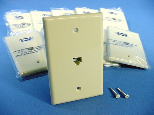 Leviton 40580-I Ivory Large Jack Telephone Wallplates 8-Position 8-Wire 10-Pack