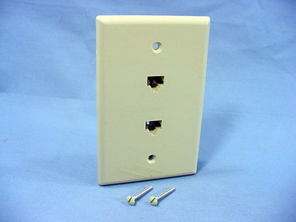 Leviton Ivory Duplex Phone Jack Large Midway Wall Plate Telephone Cover 40588-I