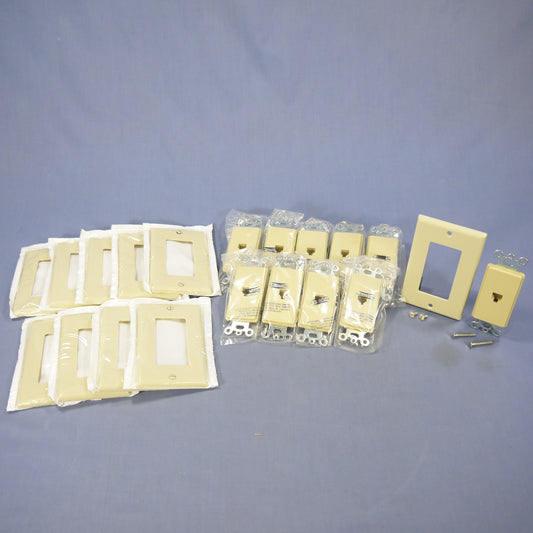 10 Leviton Ivory Decora Modular Phone Jacks w/ Wallplate 6P6C Type 625F 40638-I