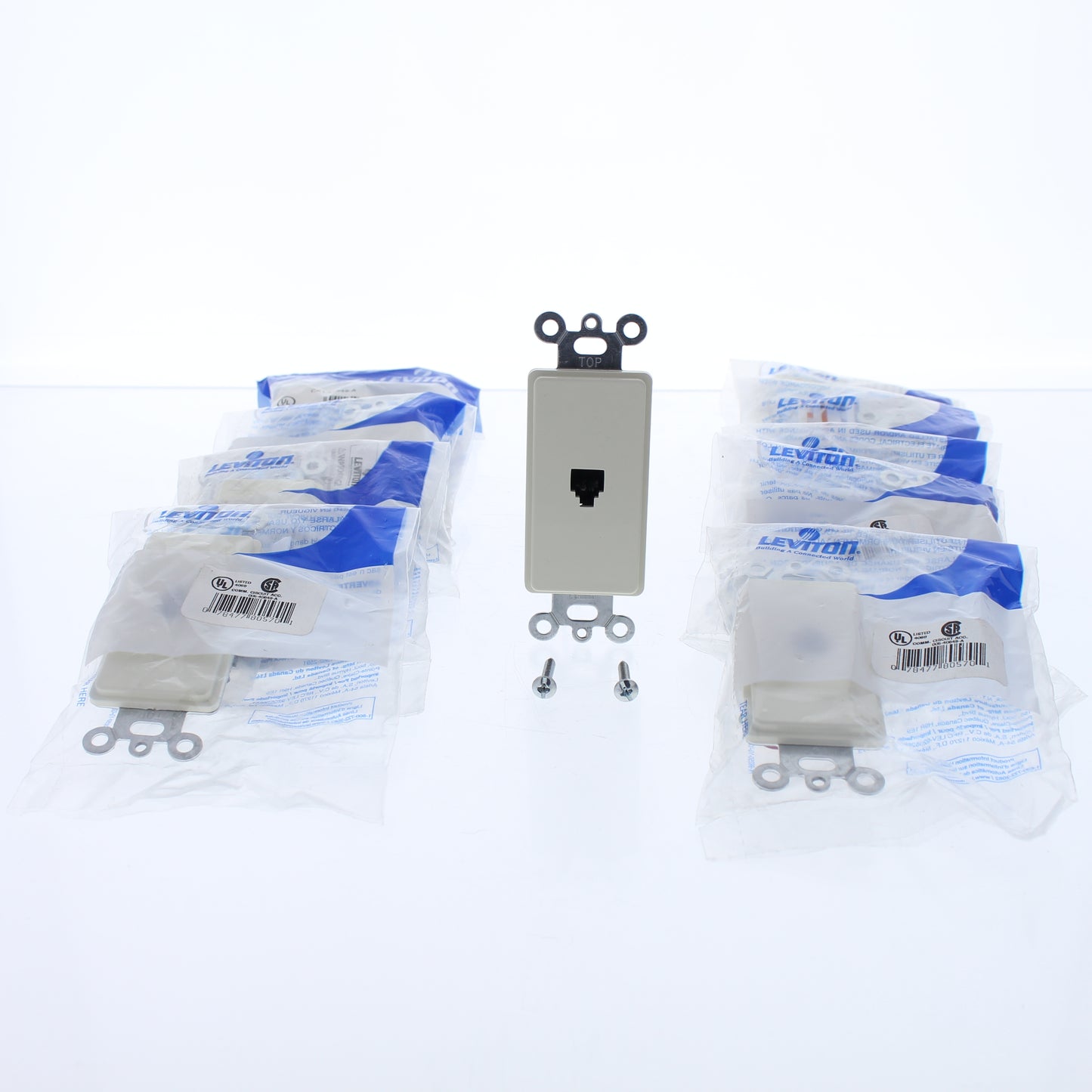 Leviton 40649-A Almond 1-Gang Phone Jack Unbreakble Decora Insert Wallplate 10pc