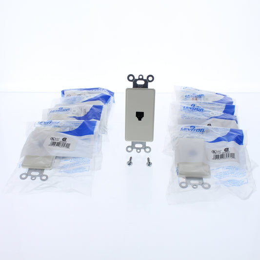 Leviton 40649-A Almond 1-Gang Phone Jack Unbreakble Decora Insert Wallplate 10pc