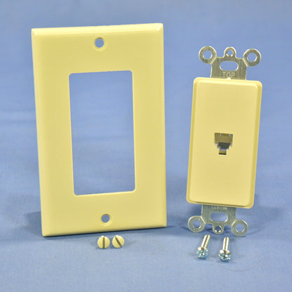 Leviton Ivory Plastic Flush Decora Phone Jack Telephone Wallplate Insert 40649-I