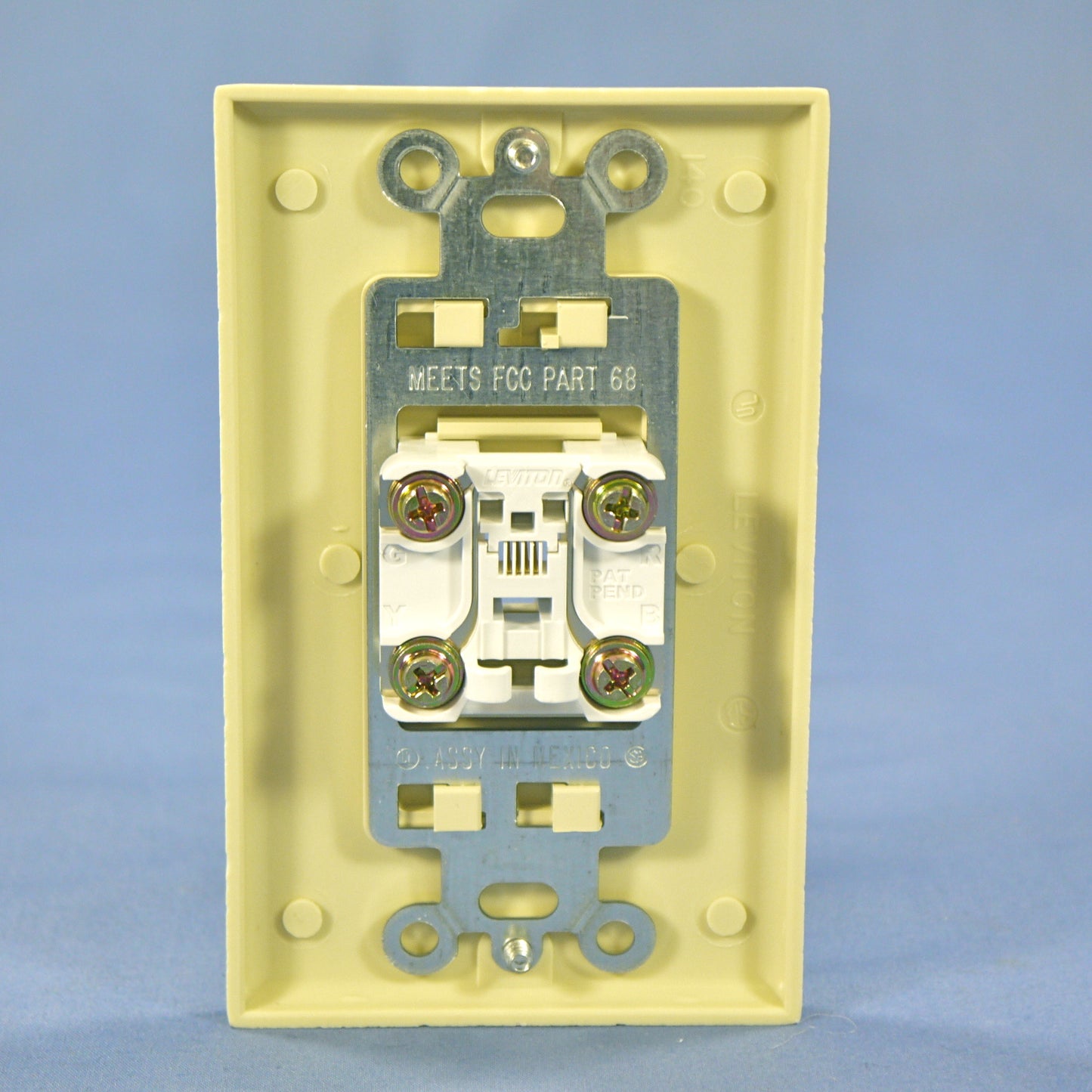 Leviton Ivory Plastic Flush Decora Phone Jack Telephone Wallplate Insert 40649-I