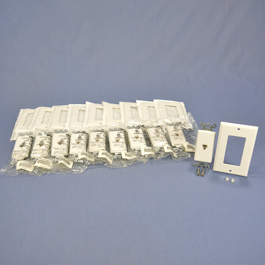 Leviton 40649-W White Decora Phone Jack Telephone Wallplates 6P4C Type 625 10pk