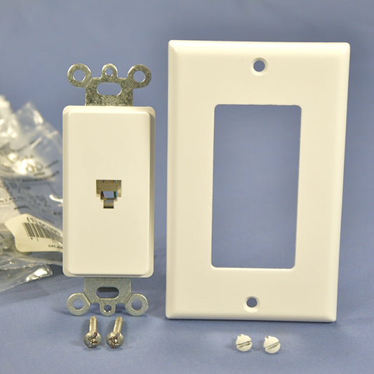 Leviton 40649-W White Decora Phone Jack Telephone Wallplates 6P4C Type 625 10pk