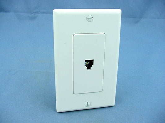 Leviton 40649-W White 1Gang Decora Telephone Jack Wallplate Type 625 Phone Cover