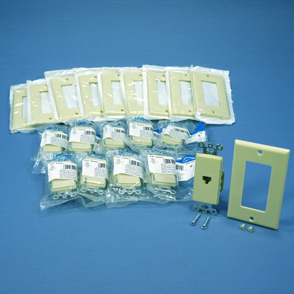 10 Leviton Ivory Decora 8-Wire D�cor Phone Jack Telephone Modular Outlet 40680-I