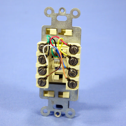 Leviton 40680-I Ivory Decora 8-Wire Telephone Jack Modular Decorator Insert