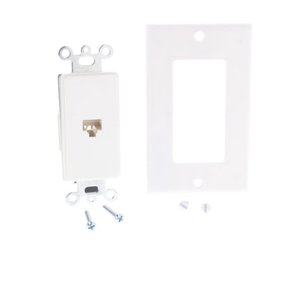 Leviton 40680-W White 1-Gang Decora 8-Wire Jack Telephone Modular Wallplate