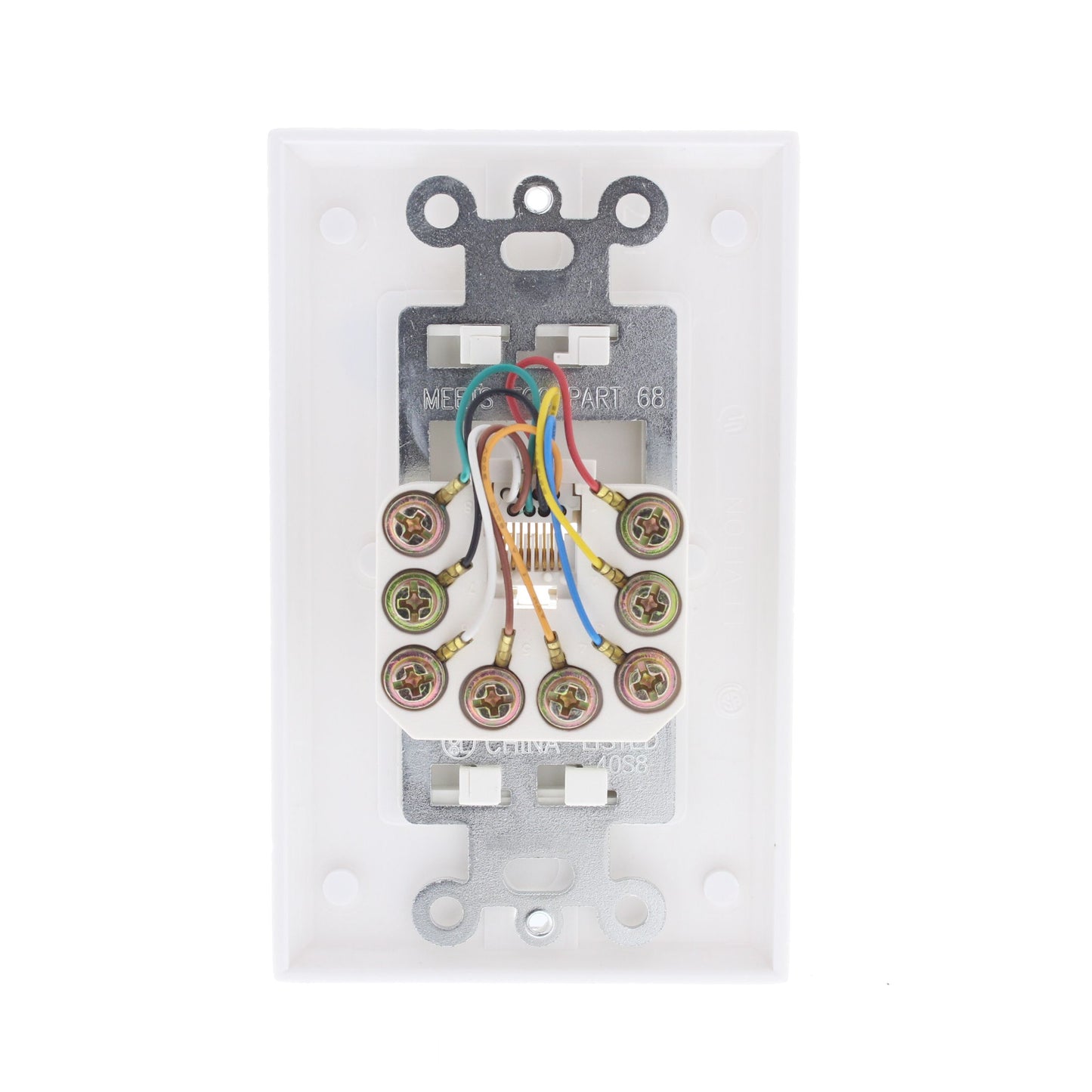 Leviton 40680-W White 1-Gang Decora 8-Wire Jack Telephone Modular Wallplate