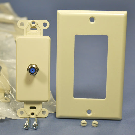 15 Leviton Almond Decora Coaxial F-Type Cable CATV Wallplate Video Jacks 40681-A