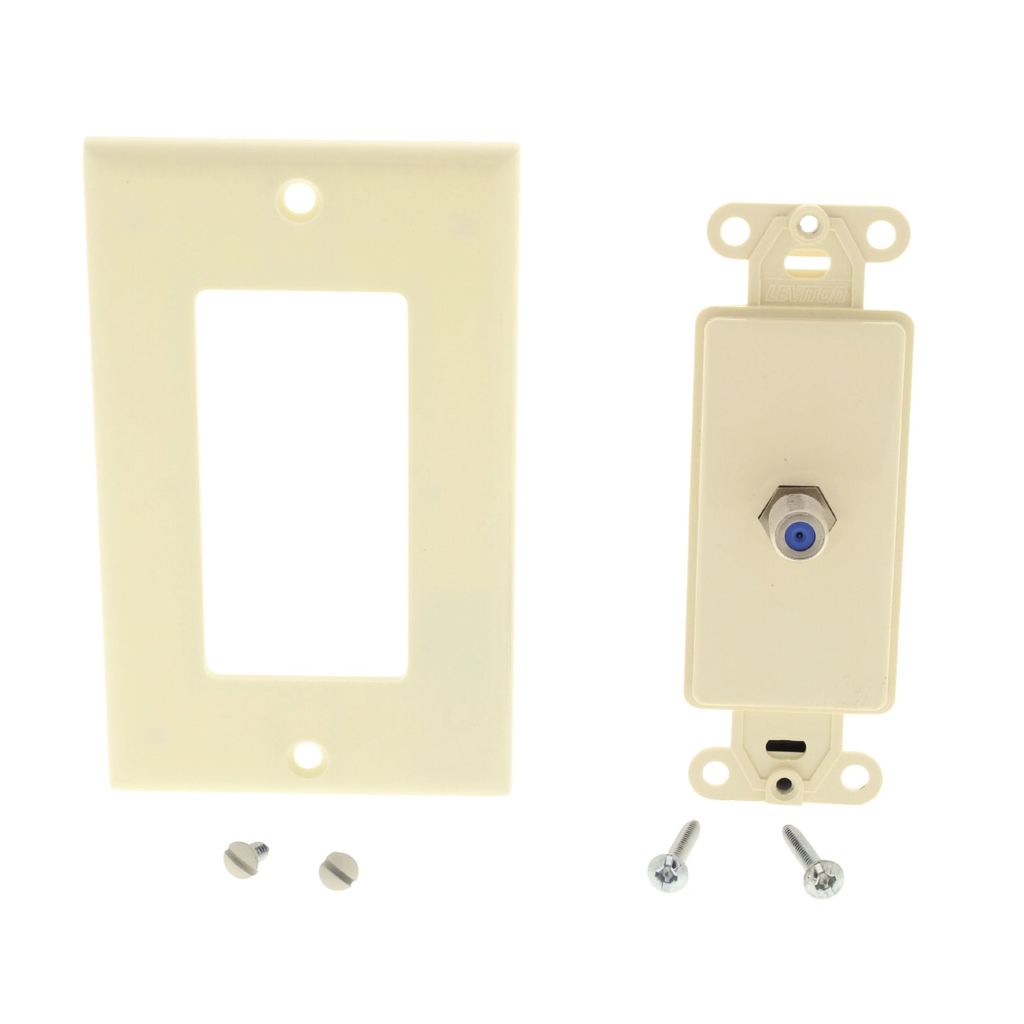 Leviton 40681-A Almond Decora Coax Cable CATV Wall Plate Video Jack Blue Center