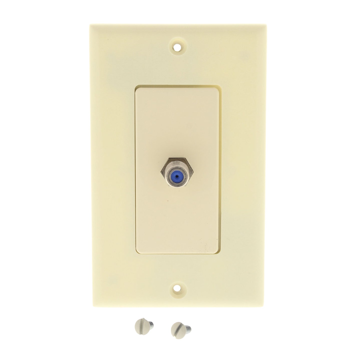 Leviton 40681-A Almond Decora Coax Cable CATV Wall Plate Video Jack Blue Center