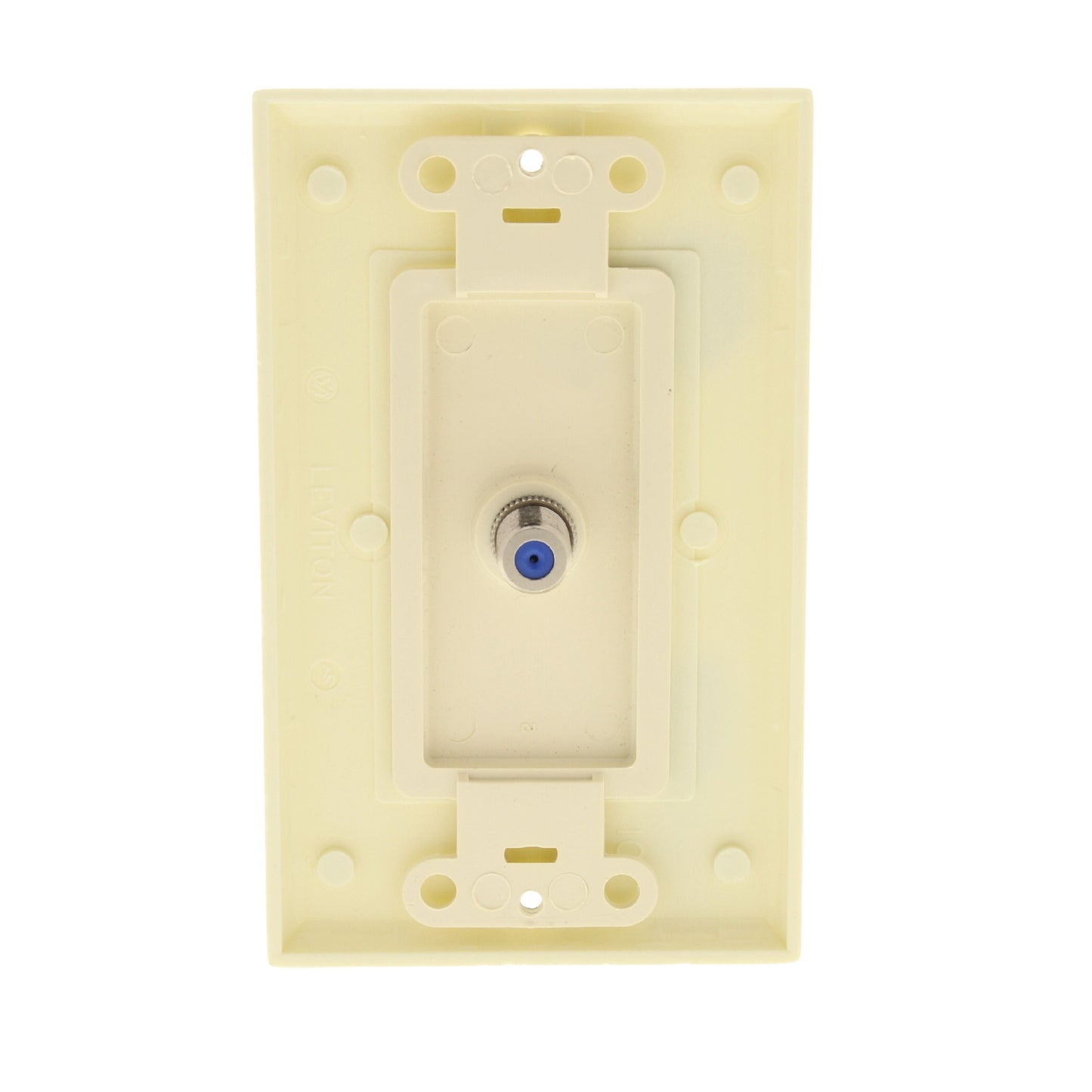 Leviton 40681-A Almond Decora Coax Cable CATV Wall Plate Video Jack Blue Center