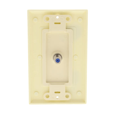 Leviton 40681-A Almond Decora Coax Cable CATV Wall Plate Video Jack Blue Center