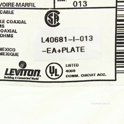 Leviton 40681-I Ivory Coaxial F-Type Connector Cable CATV Wallplate Video Jack