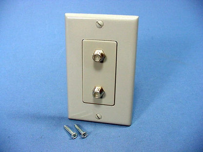 Leviton Gray Decora Dual CATV Coaxial Cable Jack Flush Wallplate Duplex 40682-GY