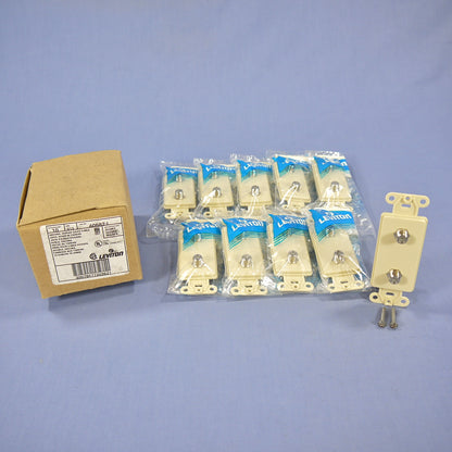 10 Leviton Ivory Decora Dual CATV Coaxial Cable Jack Wall Plates Duplex 40682-I