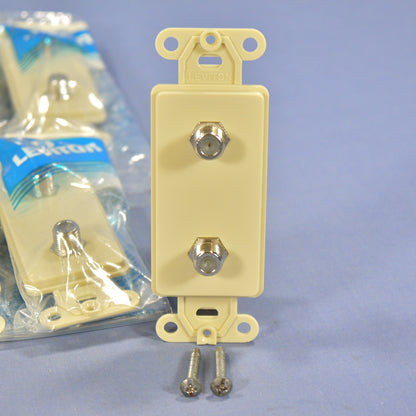 10 Leviton Ivory Decora Dual CATV Coaxial Cable Jack Wall Plates Duplex 40682-I