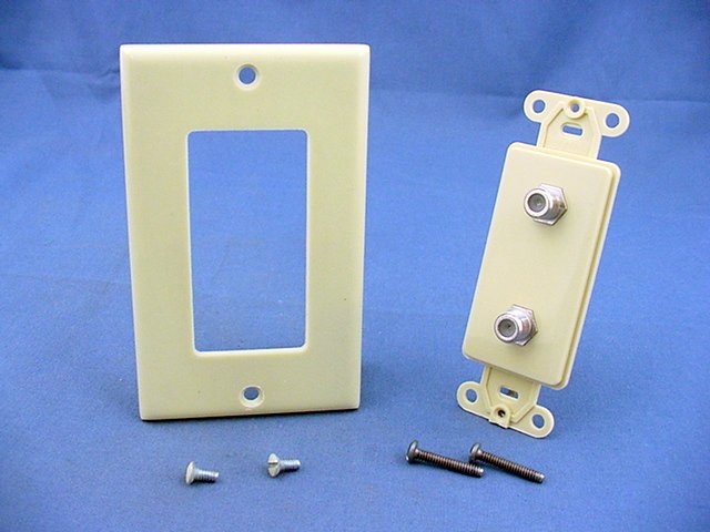 Leviton 40682-I Ivory Decora Dual CATV Coaxial Cable Jack Flush WallPlate Duplex