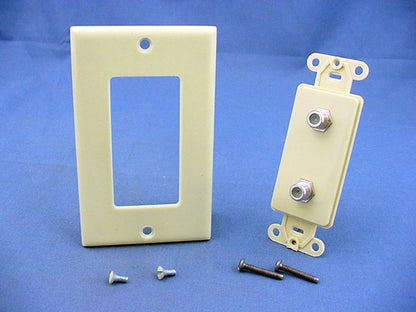 Leviton 40682-I Ivory Decora Dual CATV Coaxial Cable Jack Flush WallPlate Duplex