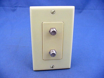 Leviton 40682-I Ivory Decora Dual CATV Coaxial Cable Jack Flush WallPlate Duplex