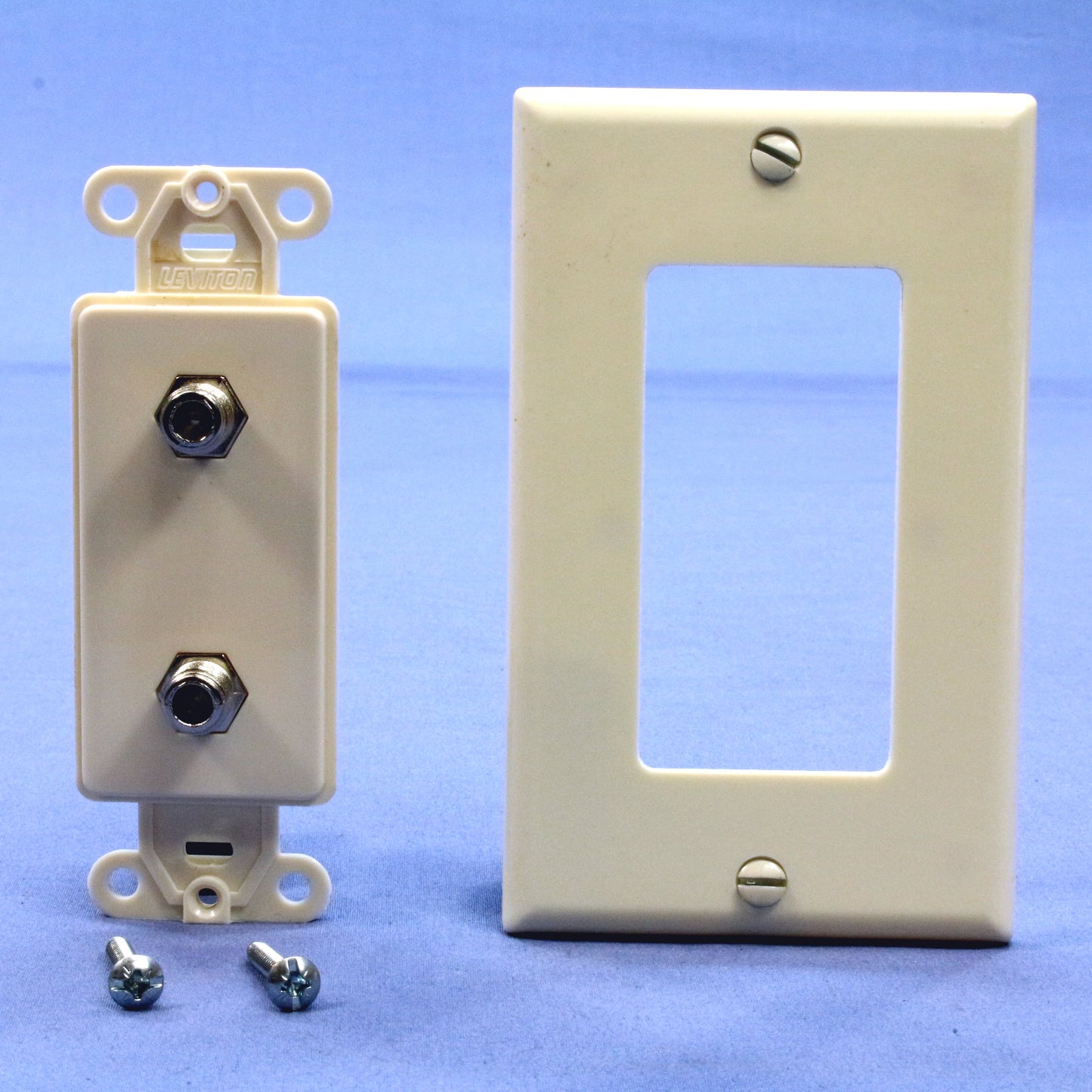 Leviton 40682-T Light Almond Decora Dual CATV Coaxial Cable Jack Wallplates 10pk