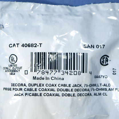 Leviton Lt Almond Decora Dual CATV Coaxial Cable Jack Wall Plates Duplex 40682-T