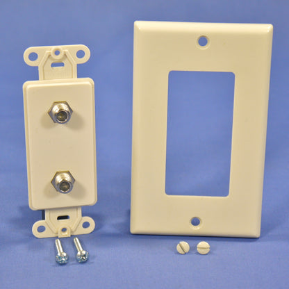 Leviton Lt Almond Decora Dual CATV Coaxial Cable Jack Wall Plates Duplex 40682-T
