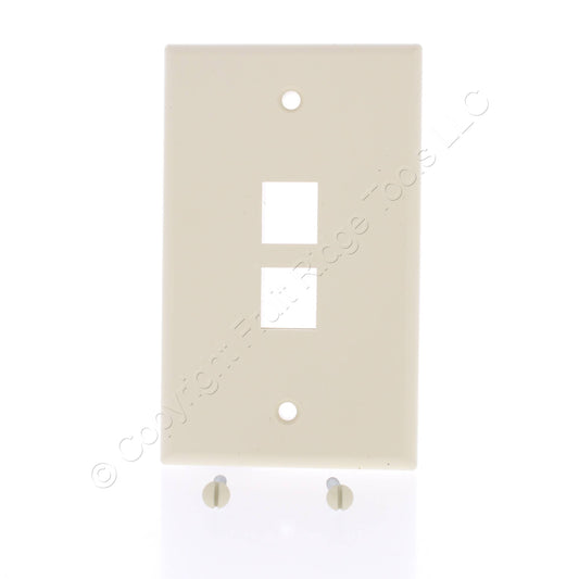 Leviton 40702-BI Ivory 1-Gang Flush Mount Quickport 2-Port Wallplate Cover