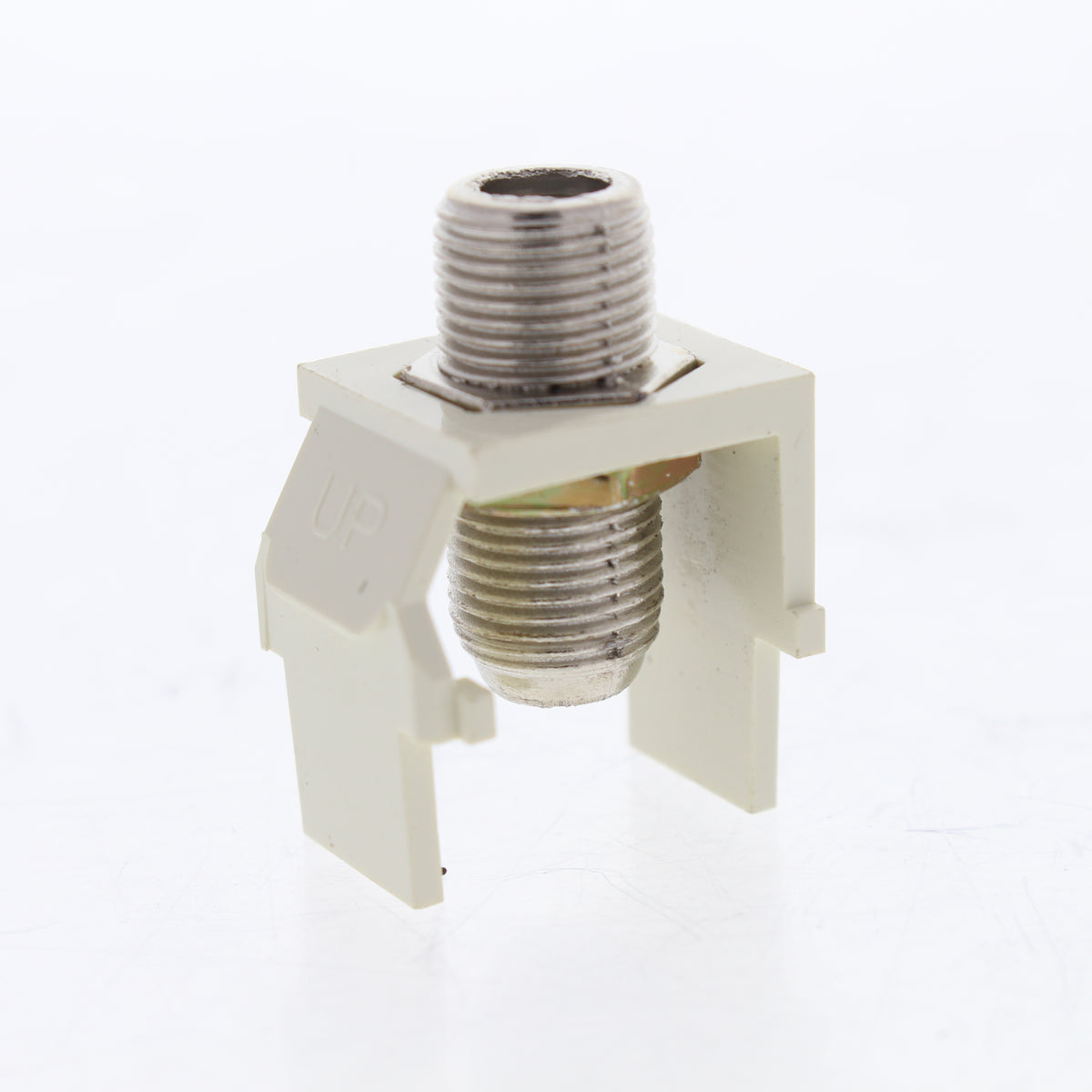 Leviton Almond Quickport Nickel F-Type Coaxial Cable Connector Jack 40731-BA