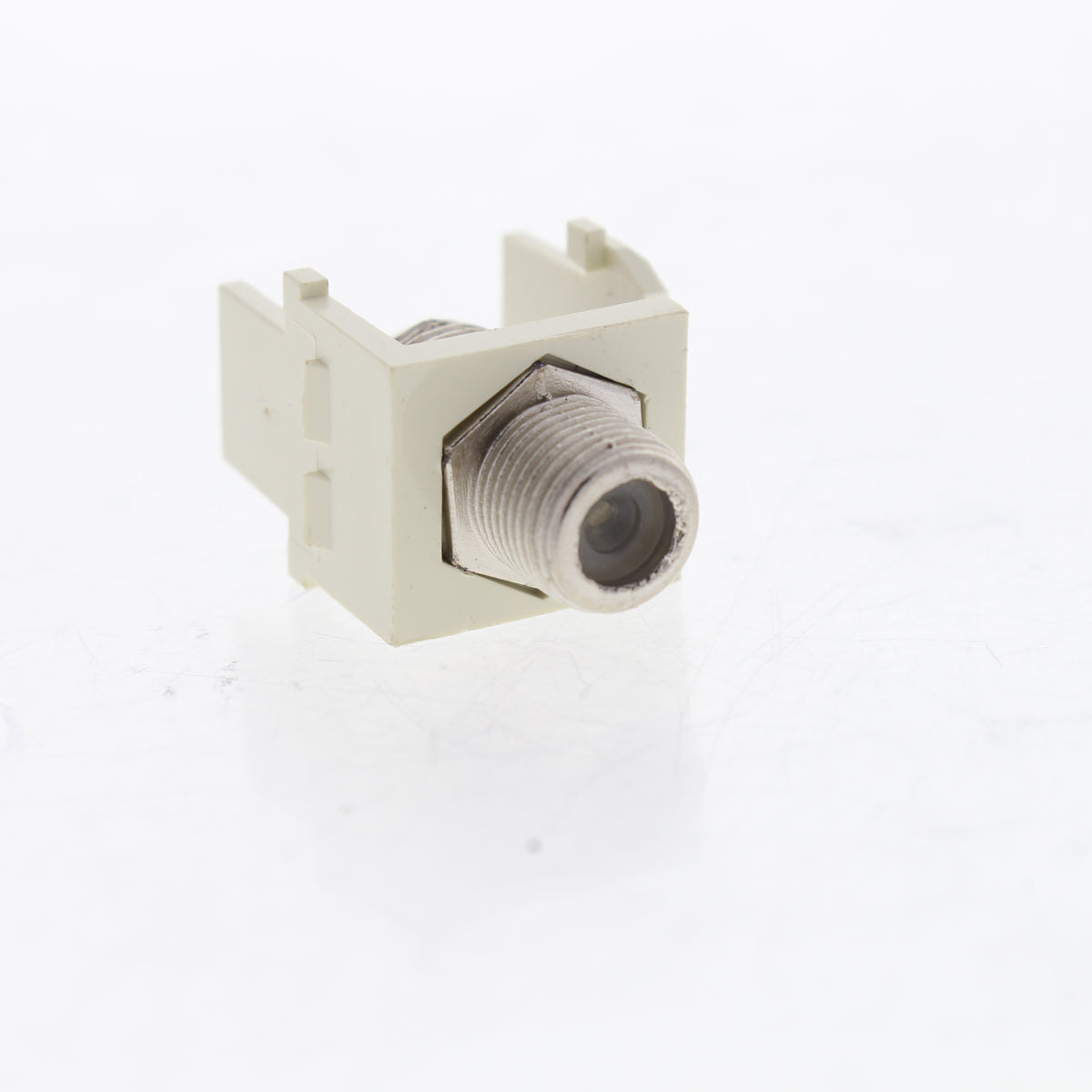 Leviton Almond Quickport Nickel F-Type Coaxial Cable Connector Jack 40731-BA