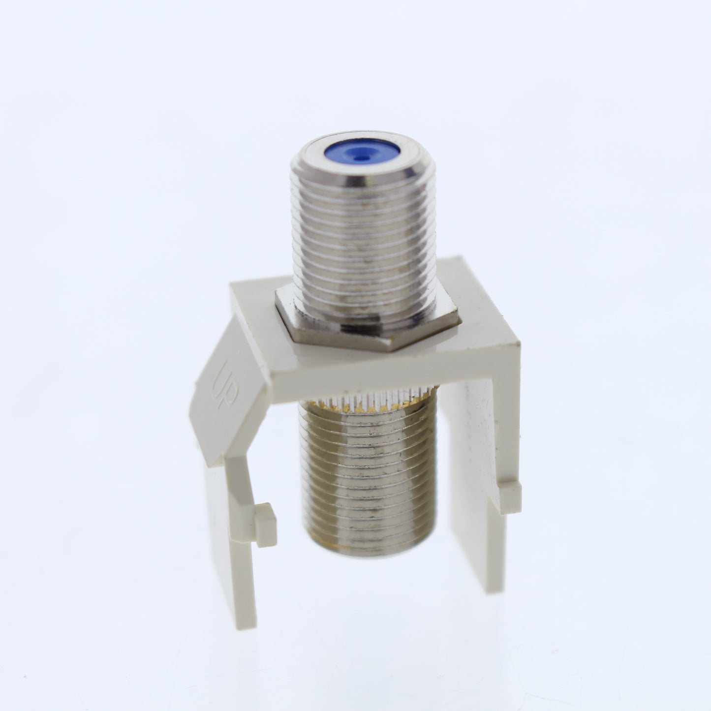 10 Leviton Almond Quickport F-Type Coax Cable Connector Jacks 40731 Blue Center
