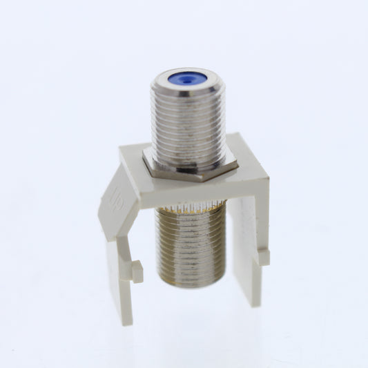 Leviton Almond Quickport F-Type Coax Cable Connector Jack 40731-BA Blue Center