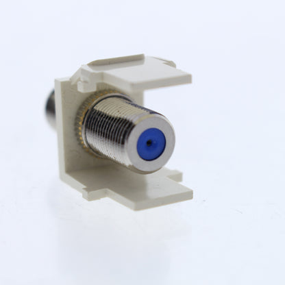 Leviton Almond Quickport F-Type Coax Cable Connector Jack 40731-BA Blue Center