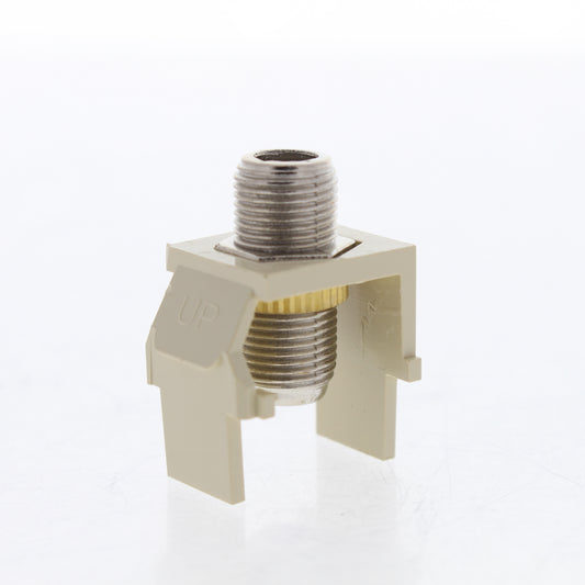 Leviton Ivory Quickport Nickel F-Type Coaxial Cable Connector Jack 40731-BI