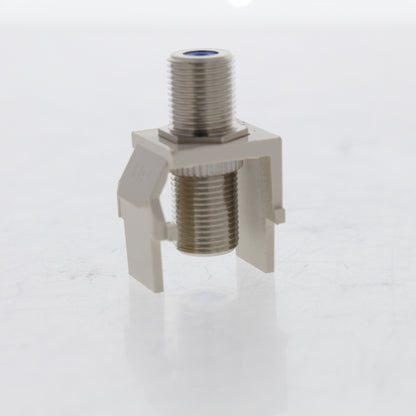 Leviton Light Almond Quickport F-Type Coax Connector Jack 40731-BT Blue Center