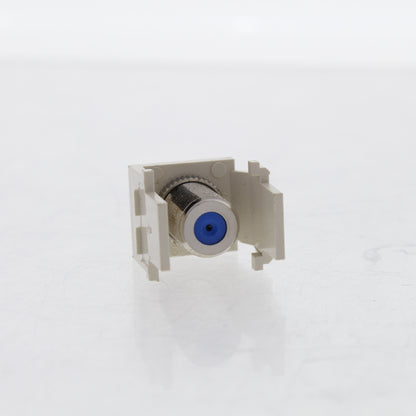 Leviton Light Almond Quickport F-Type Coax Connector Jack 40731-BT Blue Center