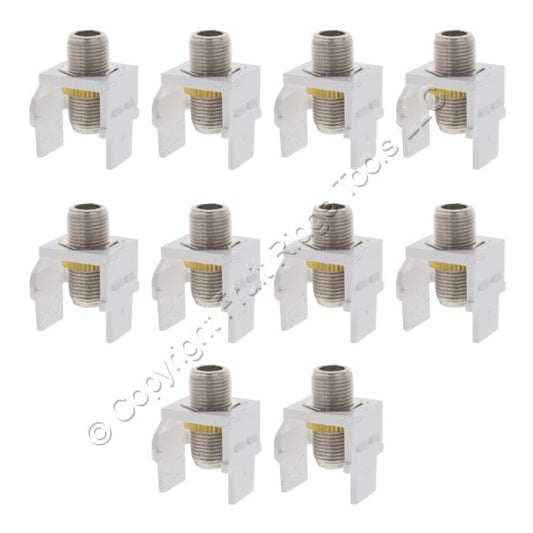 Leviton 40731-BW White Quickport F-Type Coax Cable Connector Jack Insert 10-Pack