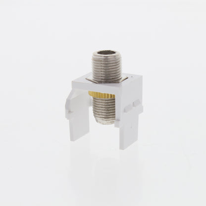Leviton 40731-BW White Quickport Nickel F-Type Coaxial Cable Connector Jack