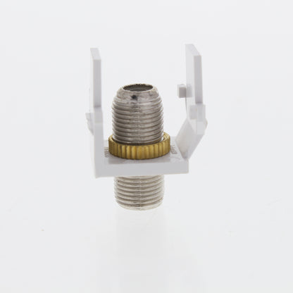 Leviton 40731-BW White Quickport Nickel F-Type Coaxial Cable Connector Jack