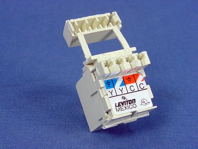 Leviton Almond QuickPort 4-Pin S-Video Jack 110 Termination Cat 5 5e 6 40734-SVA